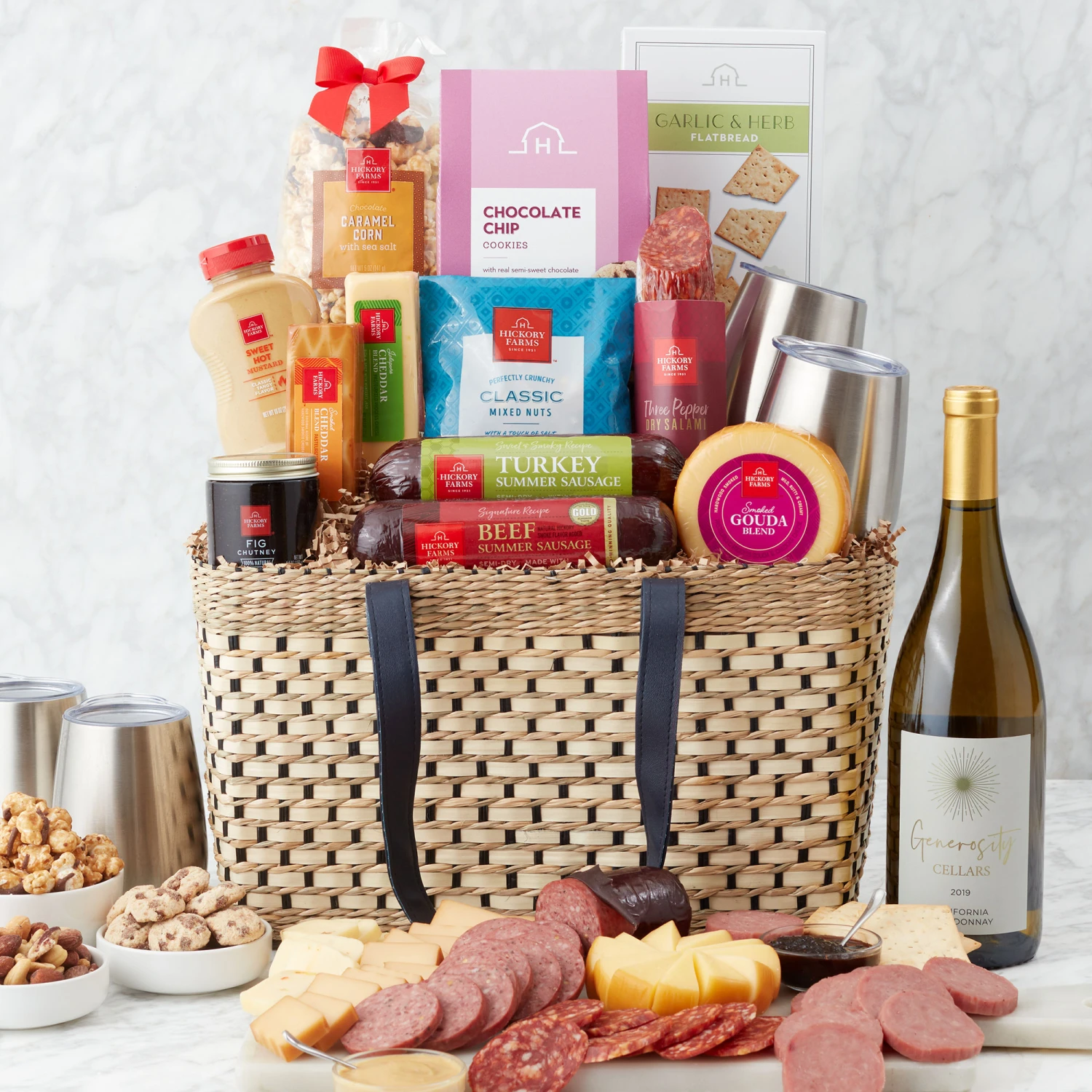 Deluxe Gourmet Picnic Gift Basket With Wine 3 Deluxe Gourmet Picnic Gift Basket With Wine