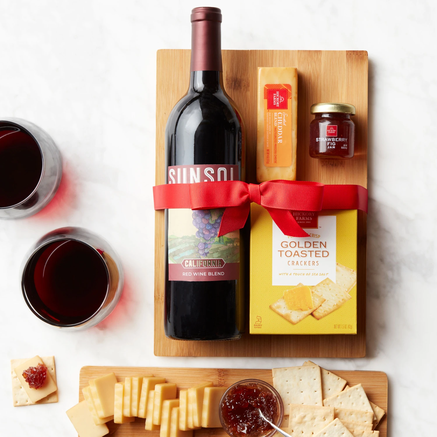 Red Wine & Cheese Board Gift Set 3 Red Wine & Cheese Board Gift Set